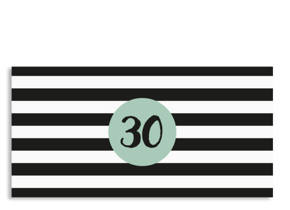 Einladungskarte Lucky Stripes zum 30. Geburtstag (Postkarte, DL)